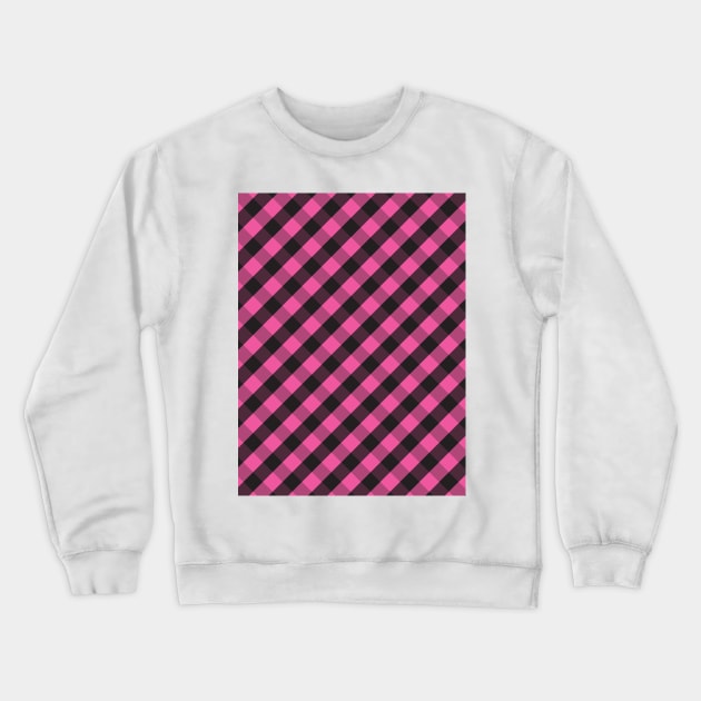 Dark Pink and Black Check Gingham Plaid Crewneck Sweatshirt by squeakyricardo